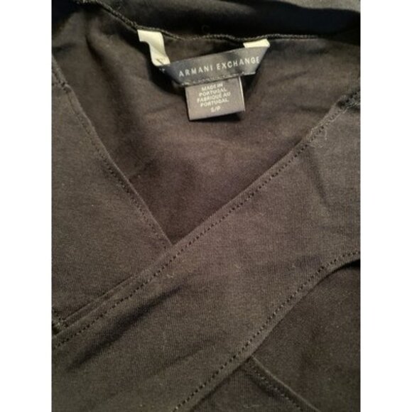 Armani Exchange Blouse Top Womens Small Black Crisscross Keyhole Short Sleeve - Picture 3 of 4